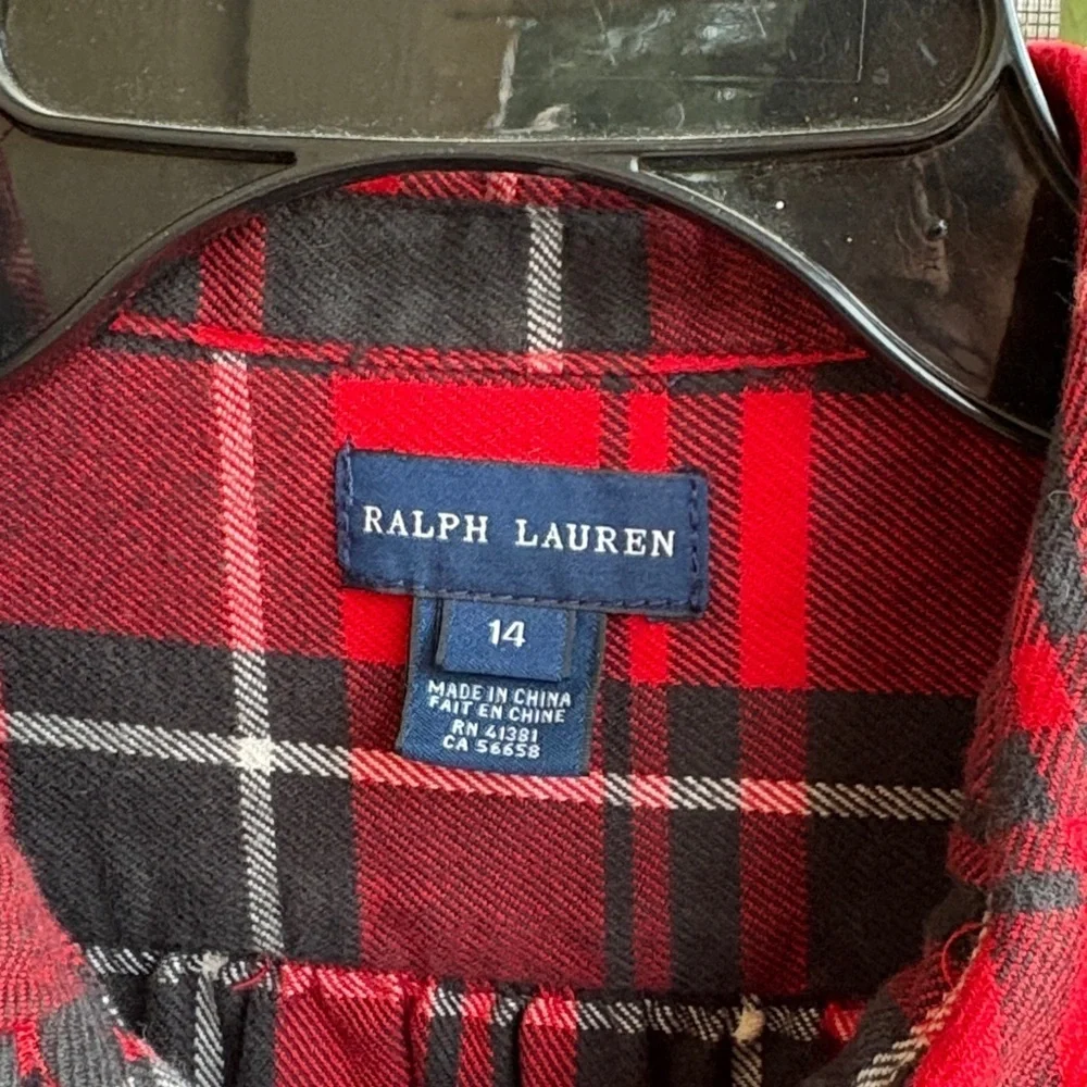 Ralph Lauren Red and Black Plaid Button-Up Shirt dress